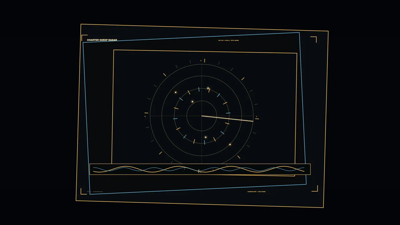 Futuristic Radar HUD with Circular Scanner and Waveform Telemetry