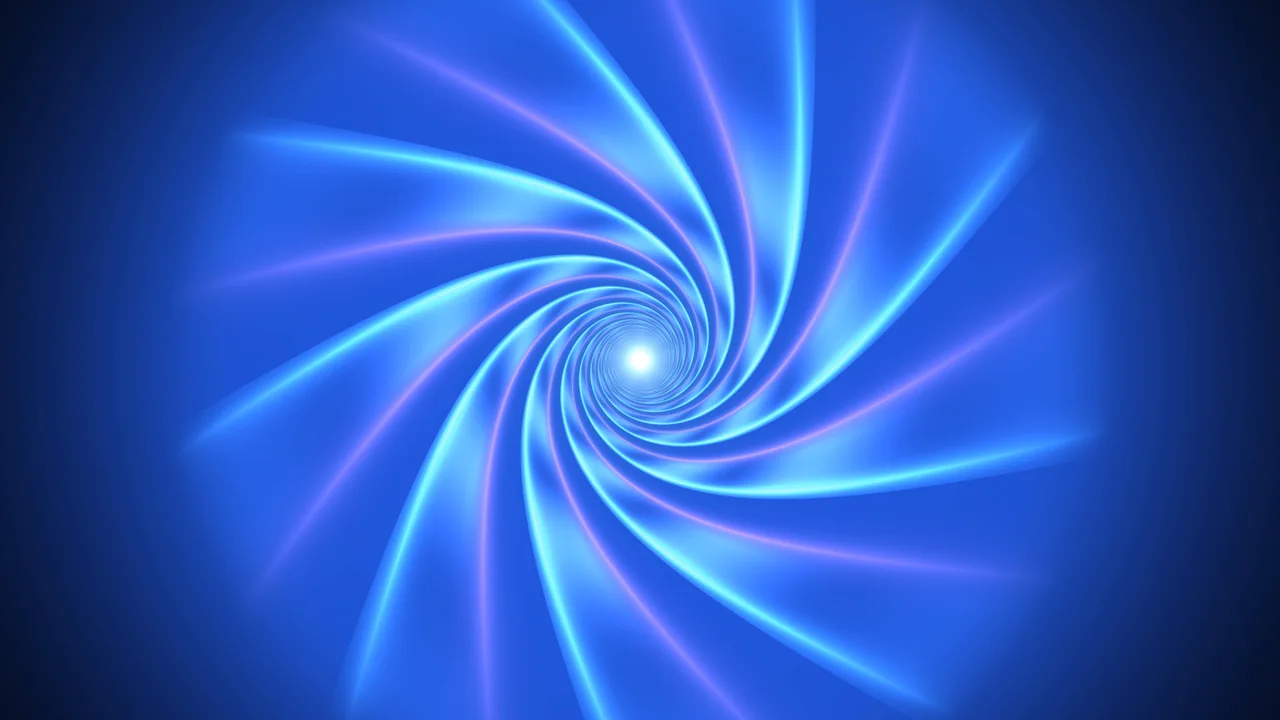 Blue Cyan Violet Spiral Light Tunnel 4K Wallpaper