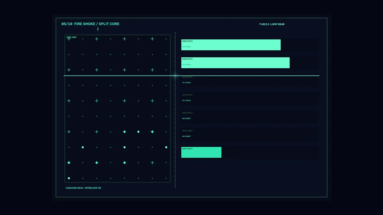 Futuristic Fire Smoke Telemetry HUD Dashboard 4K Wallpaper