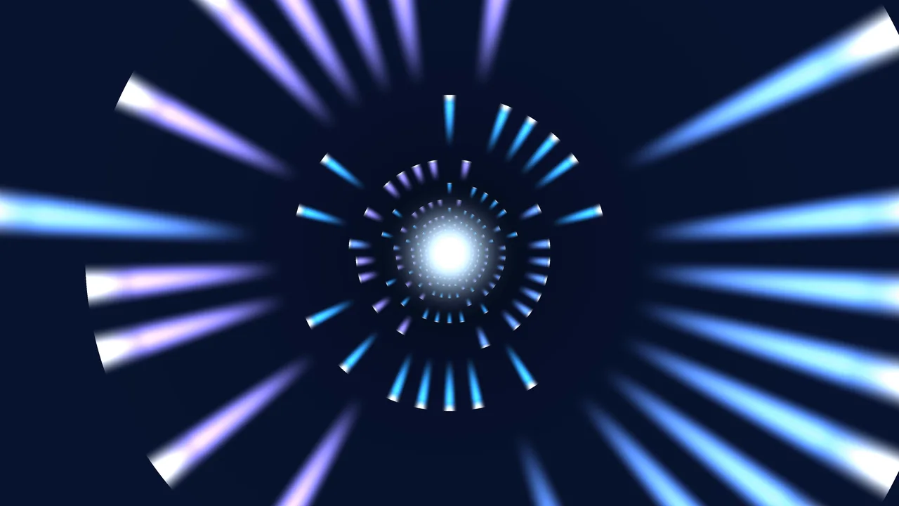 Neon Radial Tunnel with Concentric Light Rings 4K Wallpaper