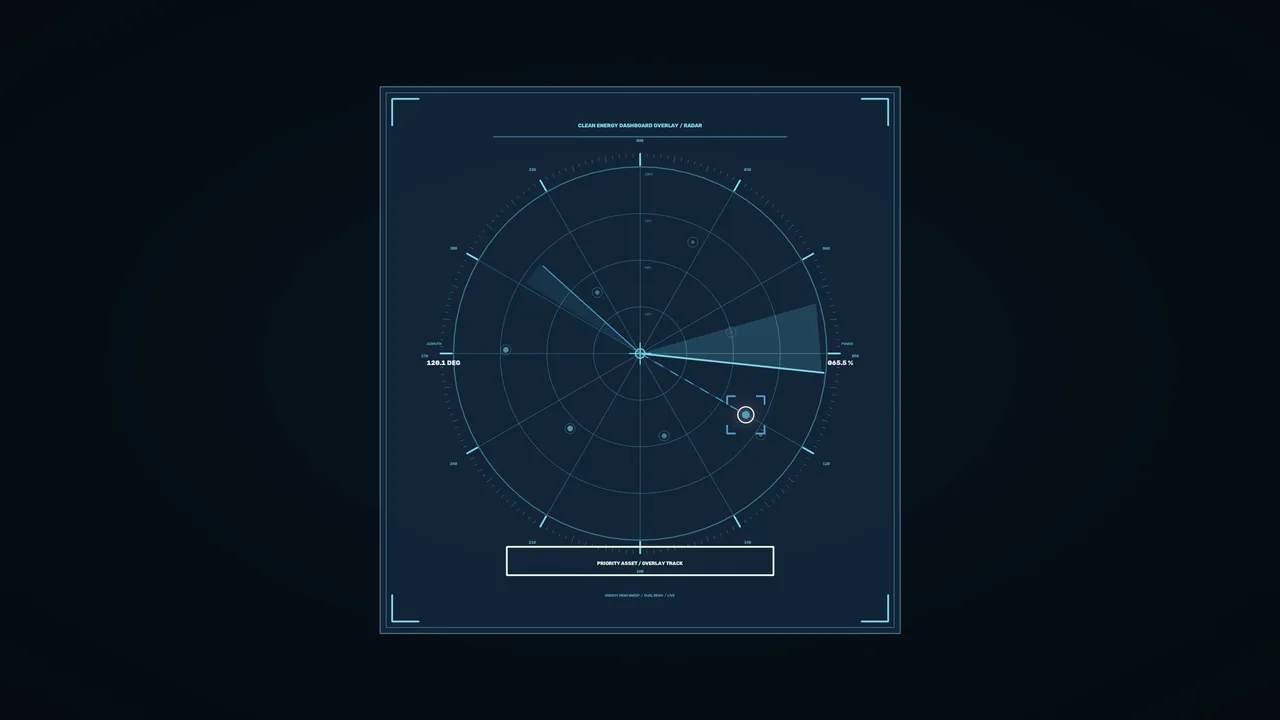 Clean Energy Radar Dashboard HUD – 4K Sci-Fi Wallpaper