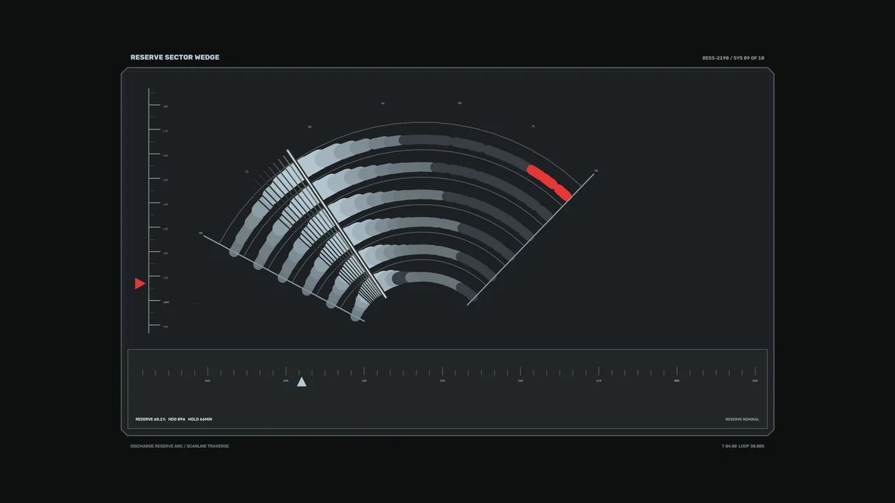 Sci-Fi Energy Reserve Status HUD with Segmented Radial Gauge