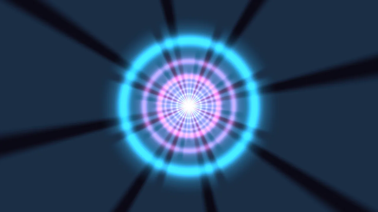Neon Concentric Tunnel with Cyan and Pink Radial Rings