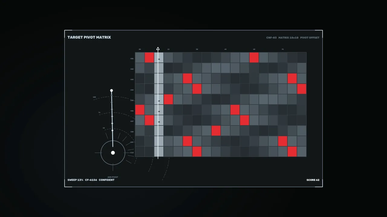 Futuristic Target Pivot Matrix HUD with Telemetry Dial