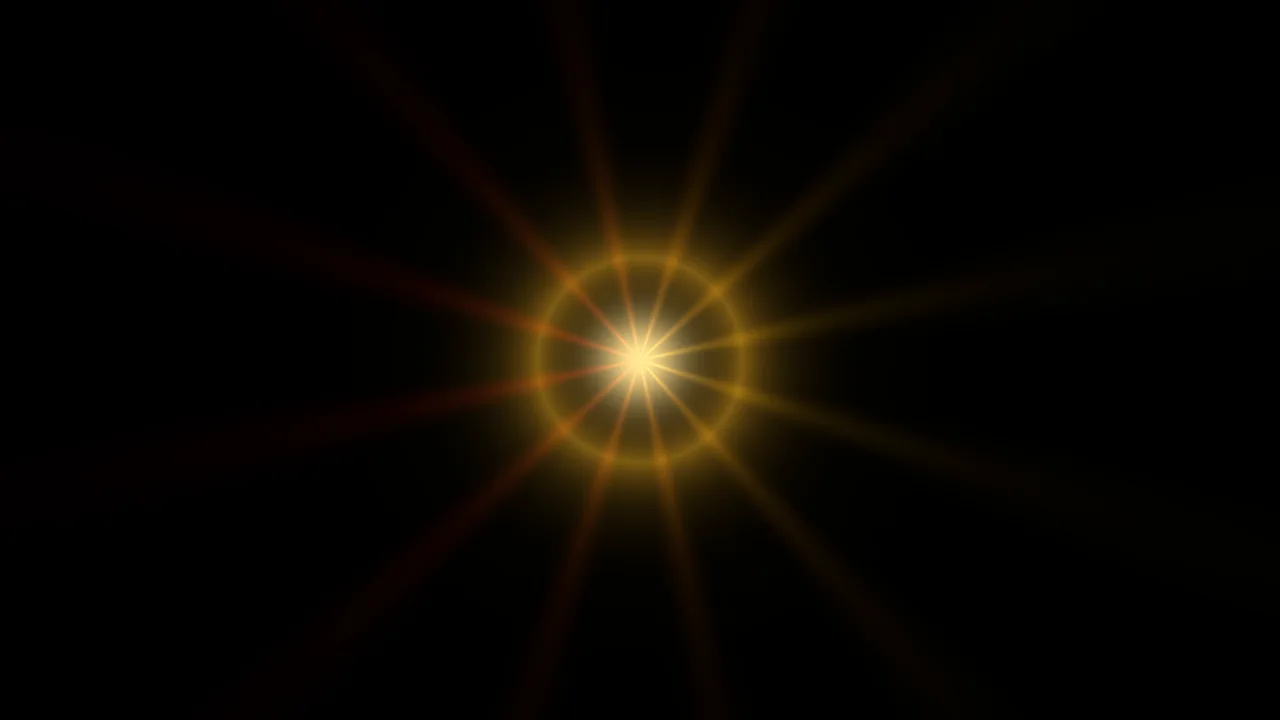 Golden Radial Light Flare on Black, 4K Wallpaper