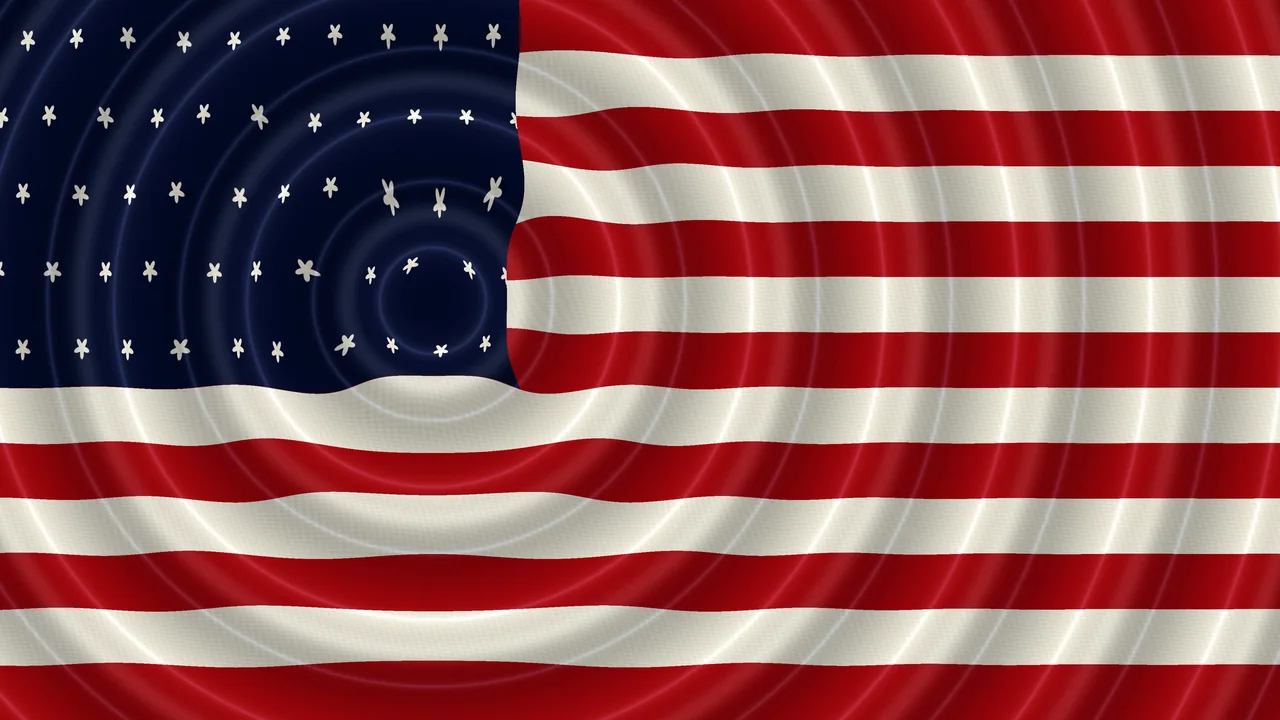 Circular Scanner HUD Over American Flag 4K Wallpaper