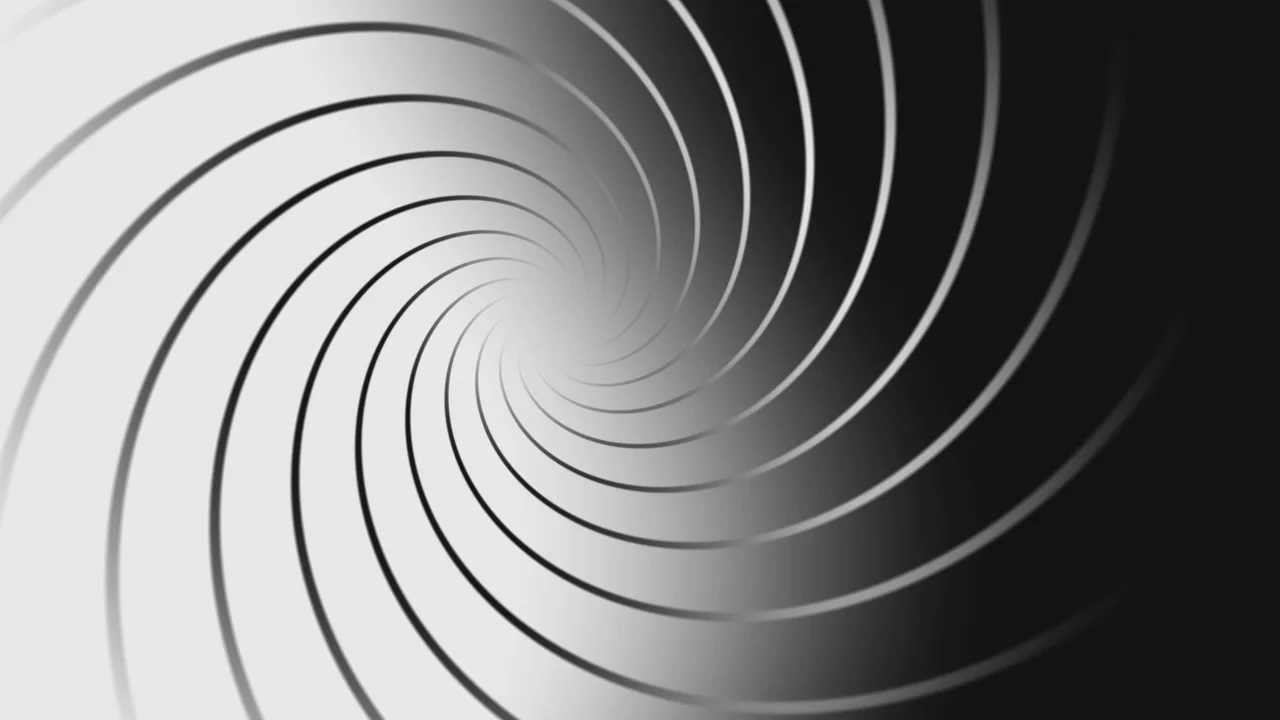 Monochrome Spiral HUD-Style Interface Background, 4K Sci-Fi Wallpaper