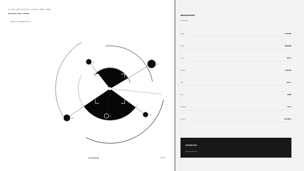 Monochrome Sci-Fi Facility Monitoring HUD Wallpaper