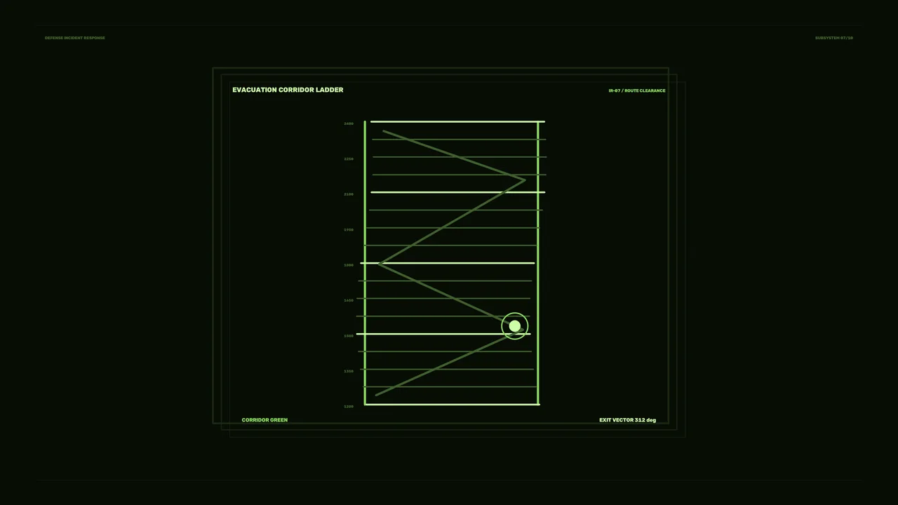 Green Evacuation Corridor Ladder HUD Screen Graphic