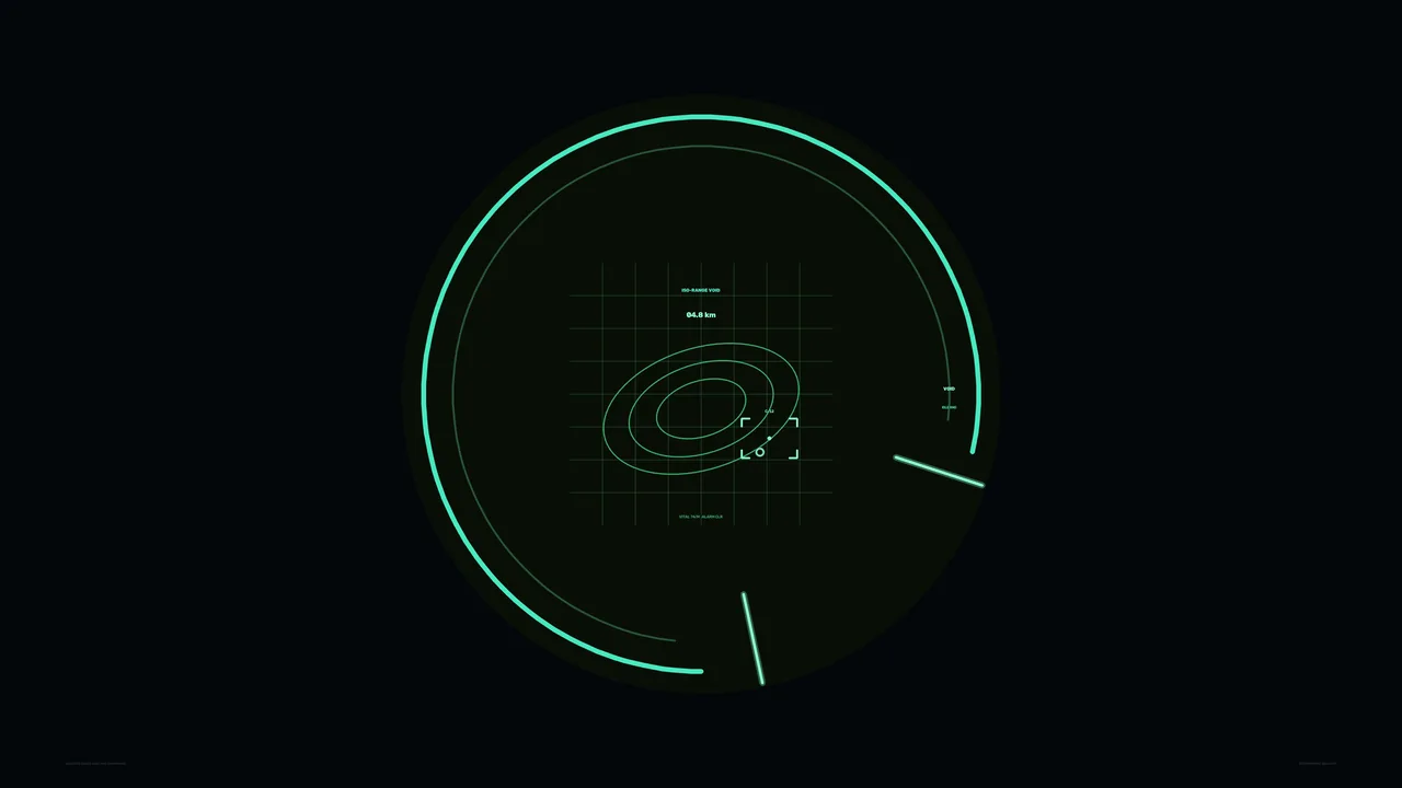 Circular Range Analysis Radar HUD in Teal Green – 4K Sci-Fi Wallpaper