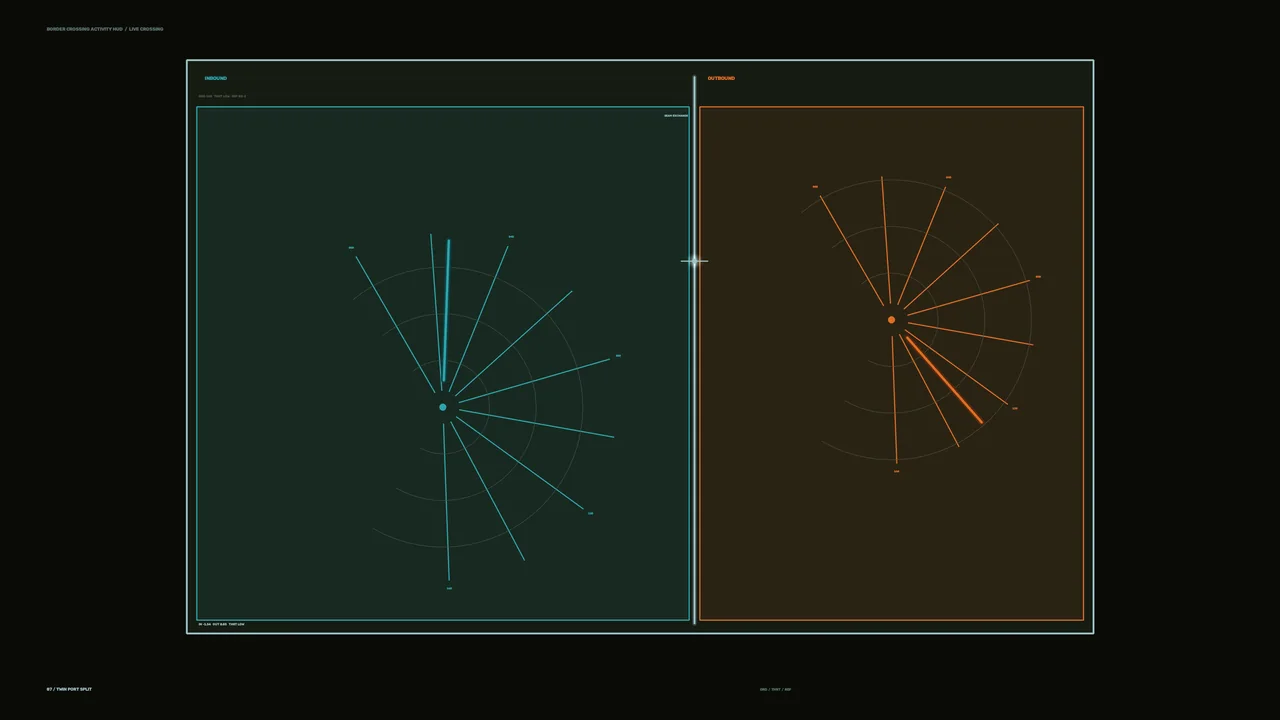 Inbound and Outbound Radar Scanner HUD in Cyan and Orange