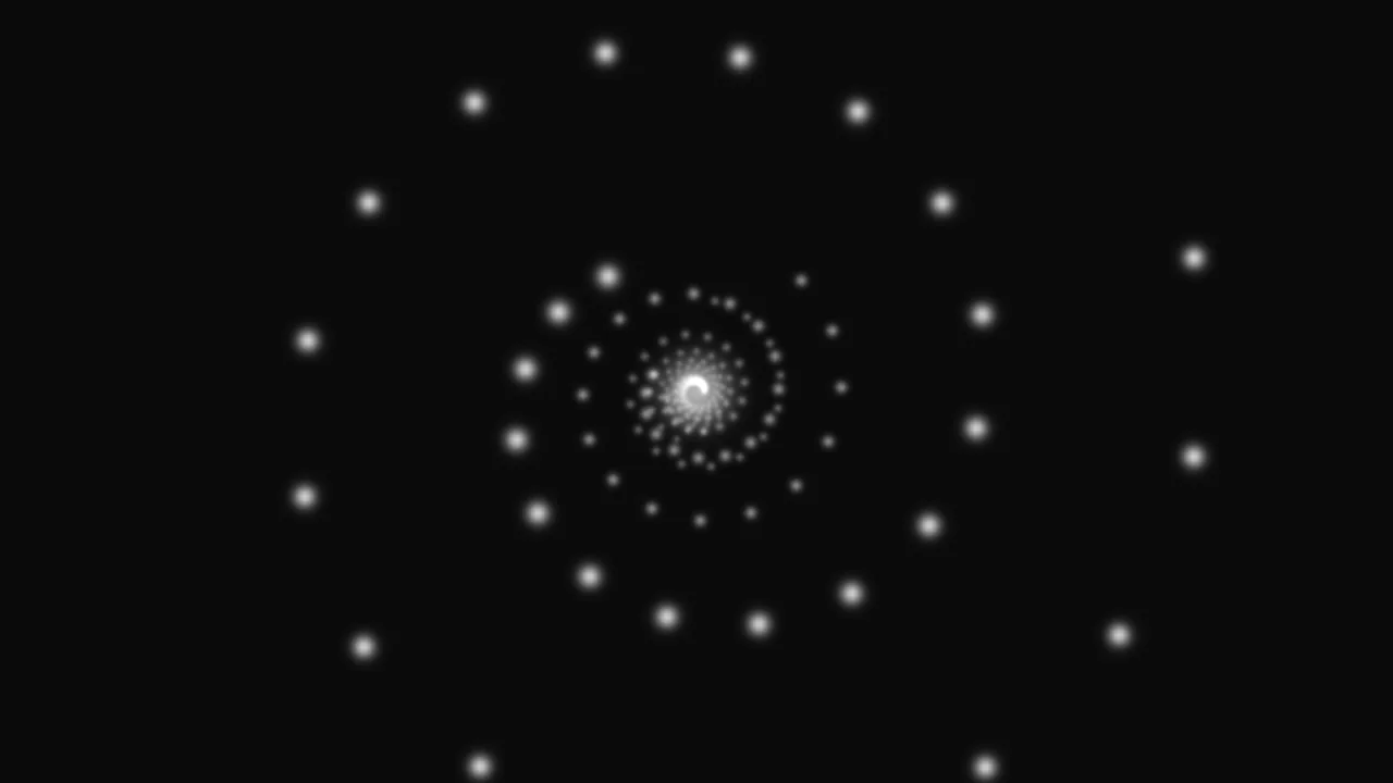 Black and White Recursive Spiral Dot Pattern 4K Wallpaper
