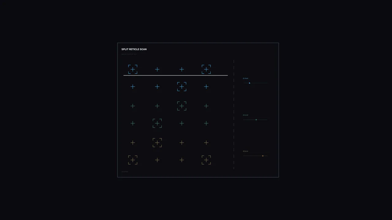 Split Reticle Scan Telemetry HUD 4K Wallpaper