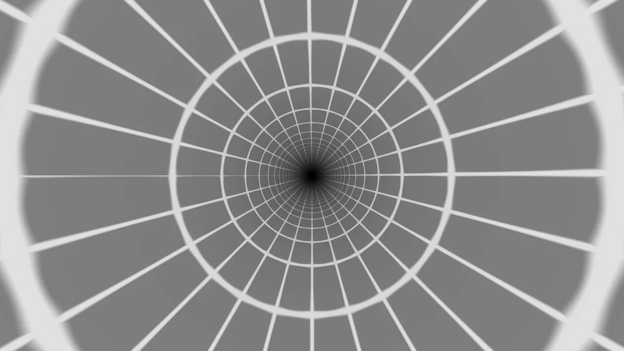 Monochrome Radial Tunnel Grid 4K Wallpaper