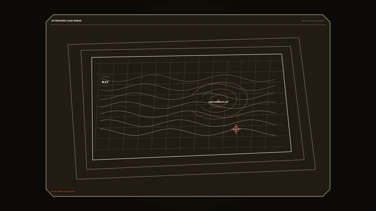 Ultrasonic Leak Sonar HUD Telemetry Screen – 4K Sci-Fi Wallpaper