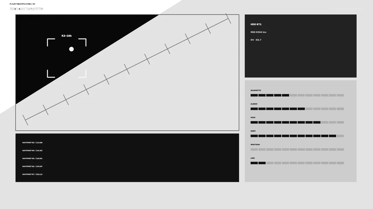 Planet Identification HUD with Targeting Reticle and Telemetry Panels – 4K Sci‑,