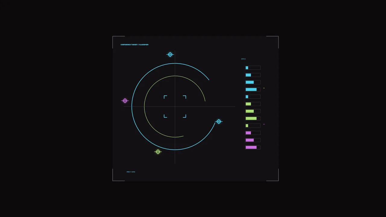 Circular Scanner Telemetry HUD with Multicolor Status Bars 4K Wallpaper