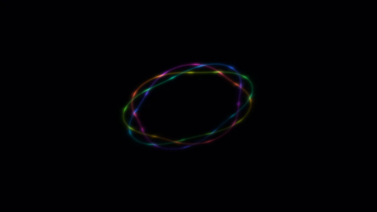Multicolor Glowing Light Ring on Black Background 4K Wallpaper