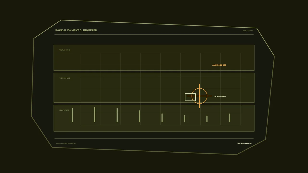 Sci-Fi Battery Power Monitor HUD with Voltage, Thermal and Cell Posture Panels