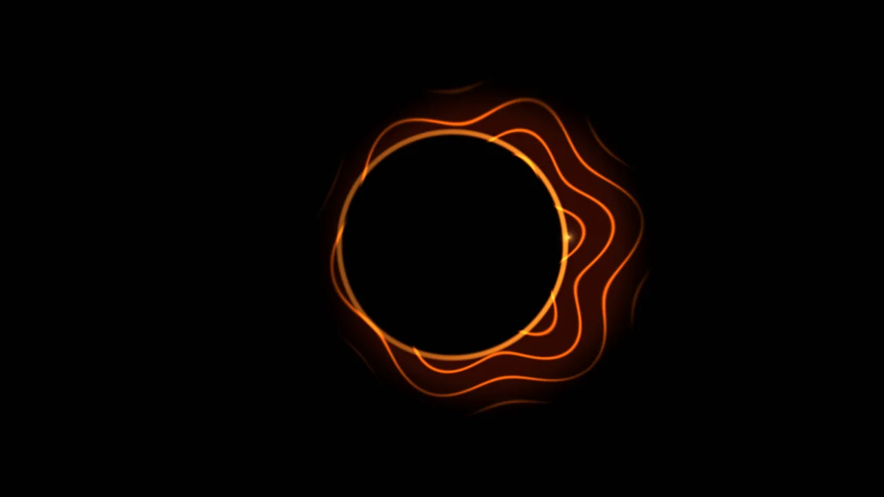 Orange Glowing Circular Waveform Ring on Black