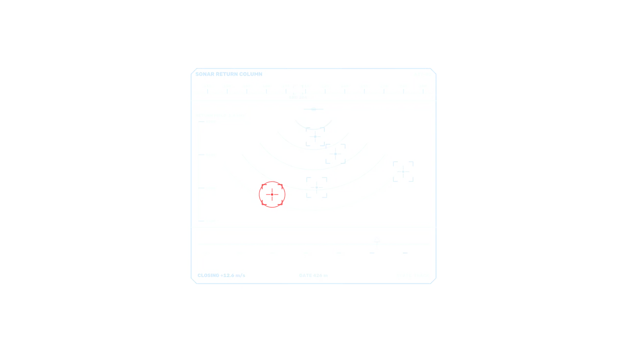Sci-Fi Sonar Target Tracking HUD with Cyan Telemetry