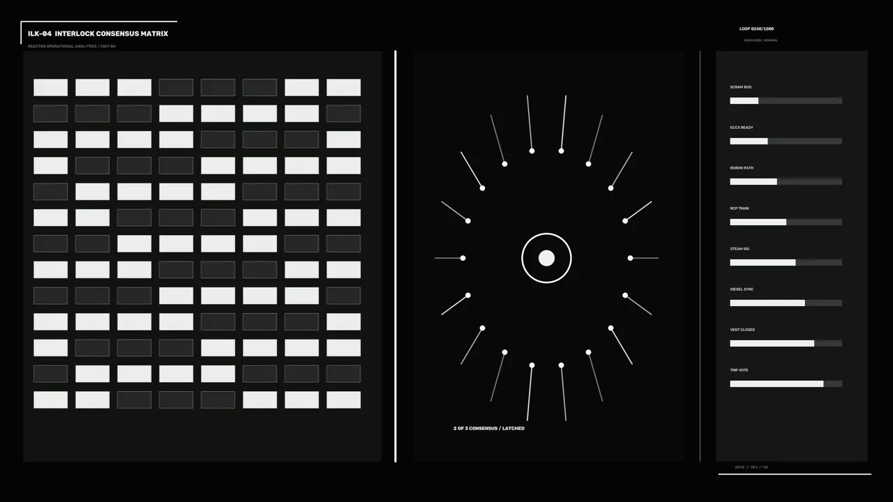 Reactor Interlock Consensus Matrix HUD — Free 4K Sci-Fi Wallpaper