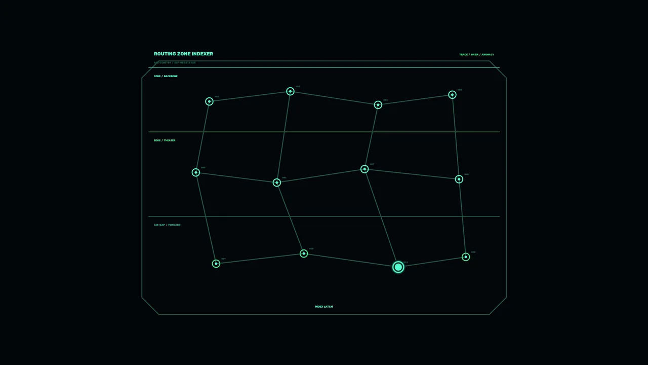 Teal Network Status HUD with Node Grid – 4K Sci-Fi Wallpaper