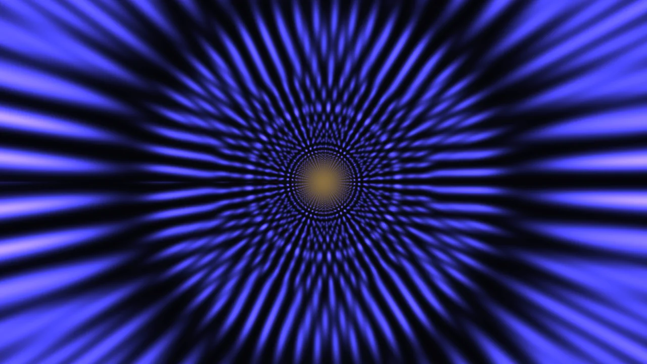 Blue Violet Radial Tunnel with Golden Center 4K Wallpaper