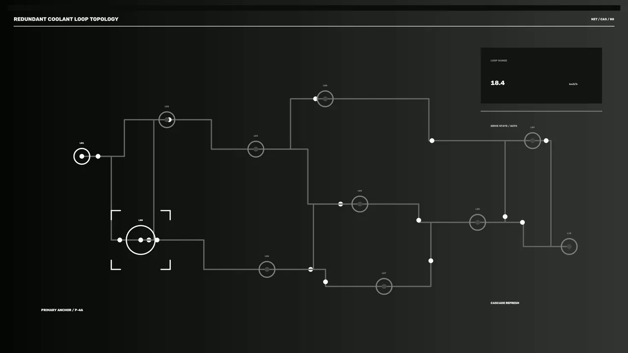 Coolant Circulation Topology Sci-Fi HUD Wallpaper