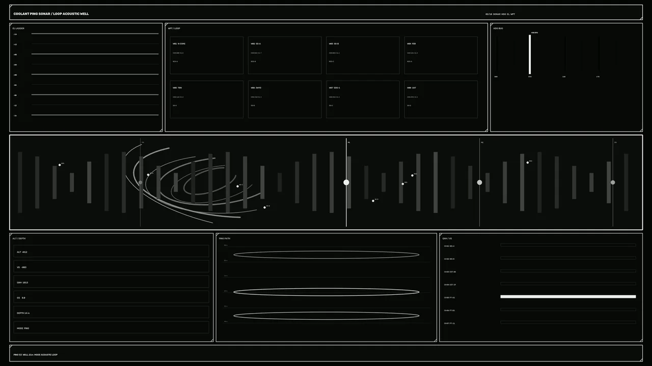 Monochrome Sonar Telemetry HUD Dashboard 4K Wallpaper