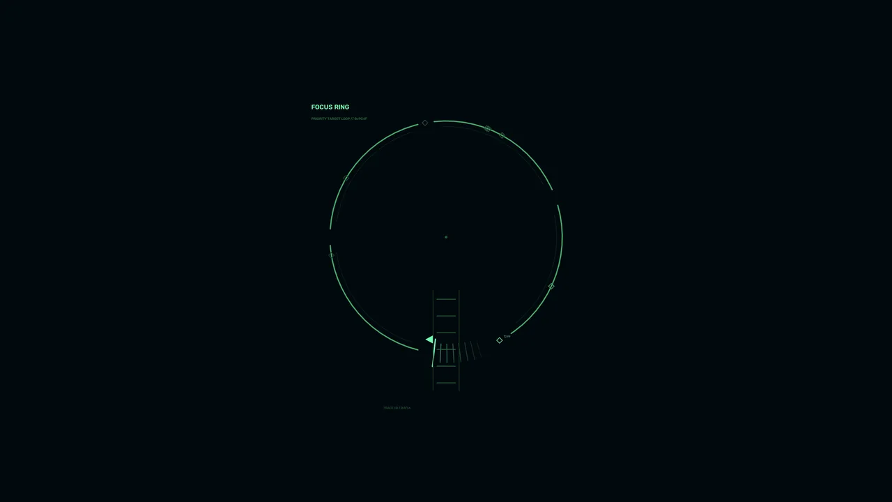 Green Circular Focus Ring HUD Interface on Dark Background 4K Wallpaper