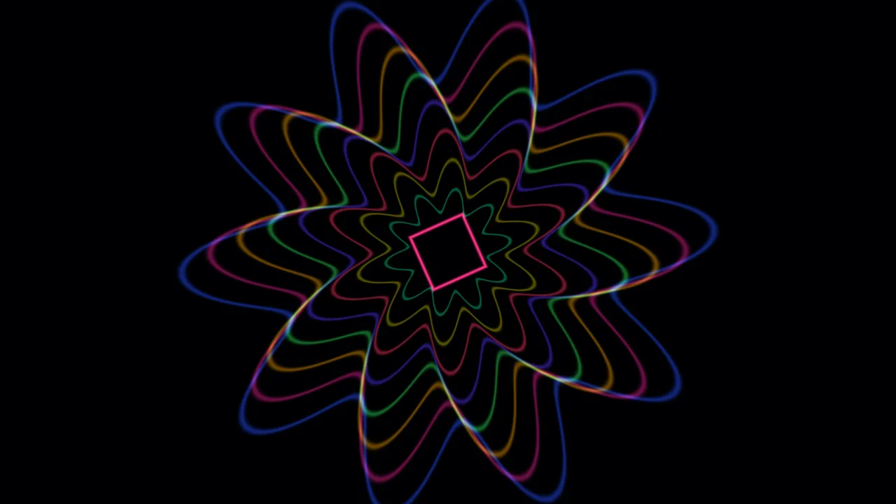 Dark Neon Mandala with Multicolor Radial Wave Geometry 4K Wallpaper