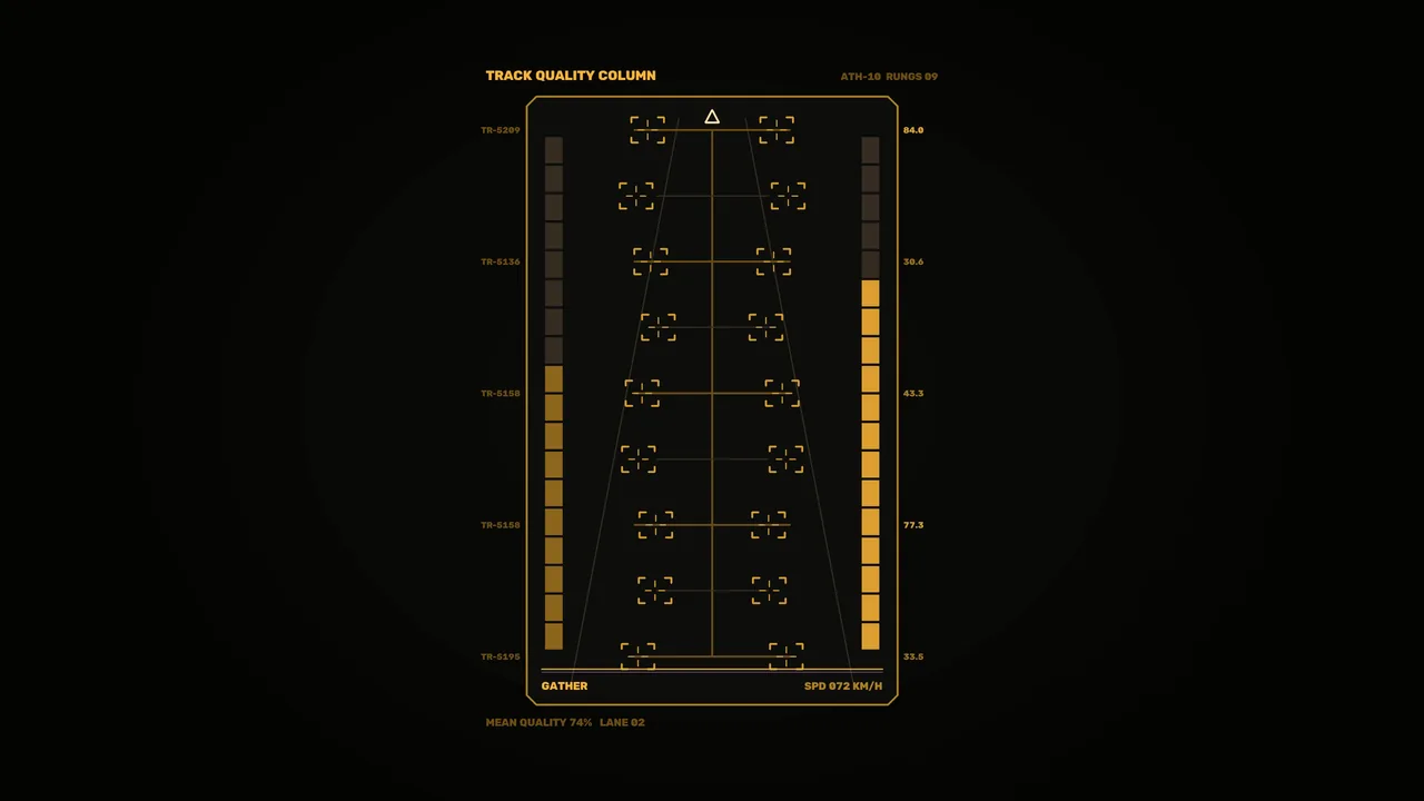 Amber Sci-Fi Tracking Quality HUD with Reticle Grid and Telemetry 4K Wallpaper