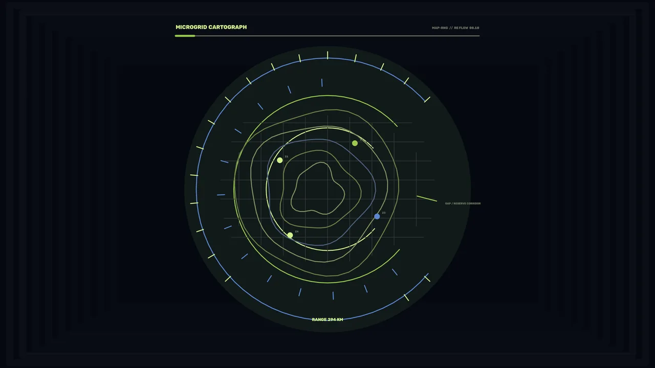 Microgrid Cartograph Circular Telemetry HUD in Lime and Blue 4K