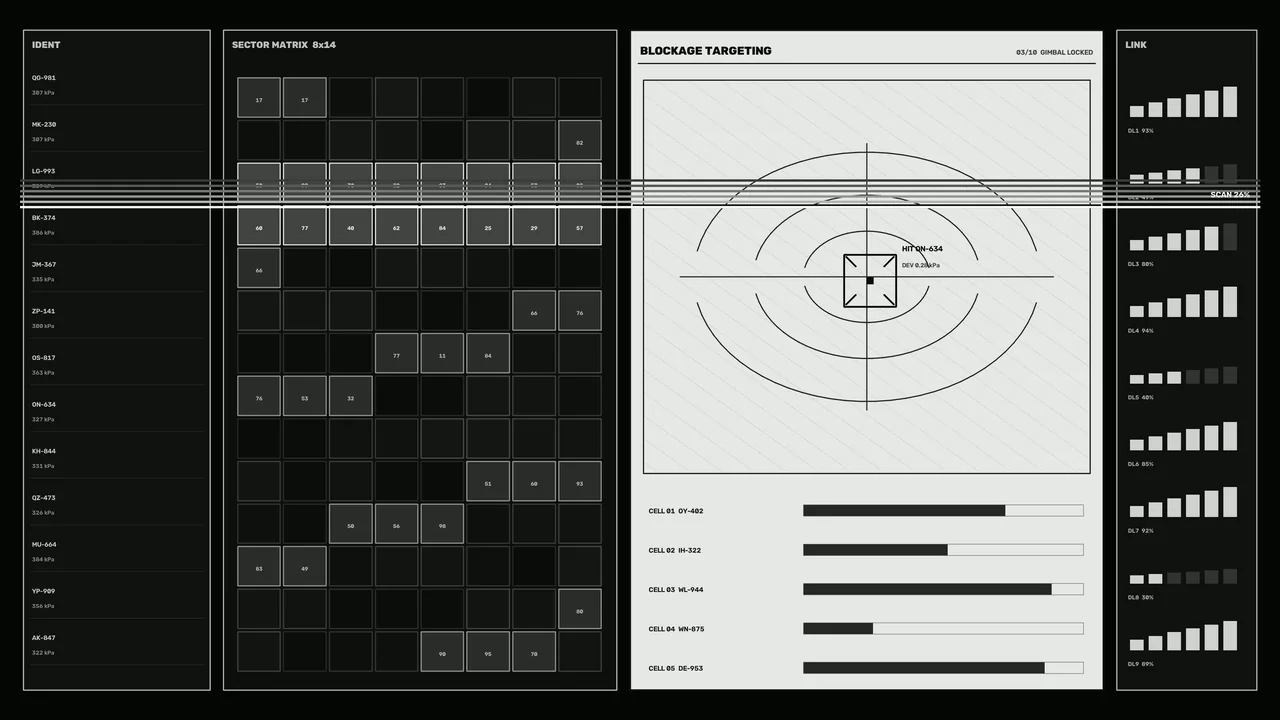 Sci-Fi Targeting HUD with Radar Sector Matrix – 4K Wallpaper