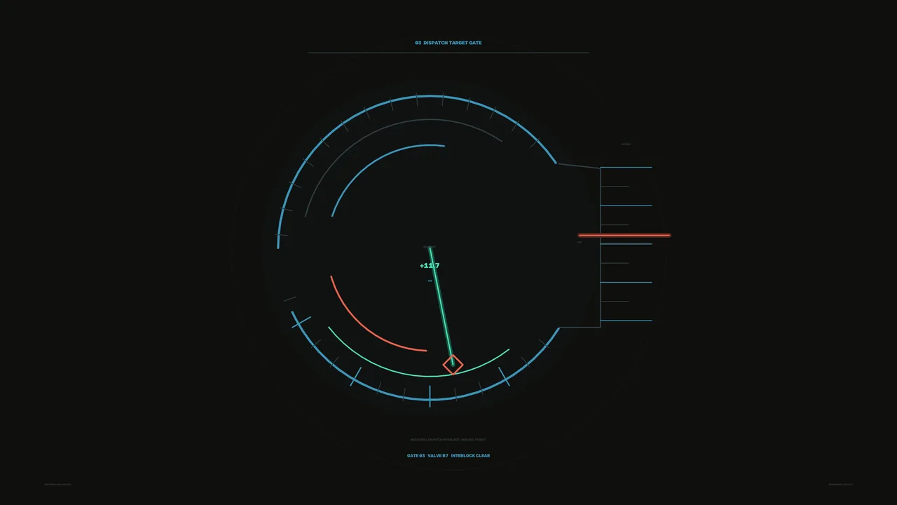 Sci-Fi Grid Energy Balance HUD with Circular Telemetry Gauge