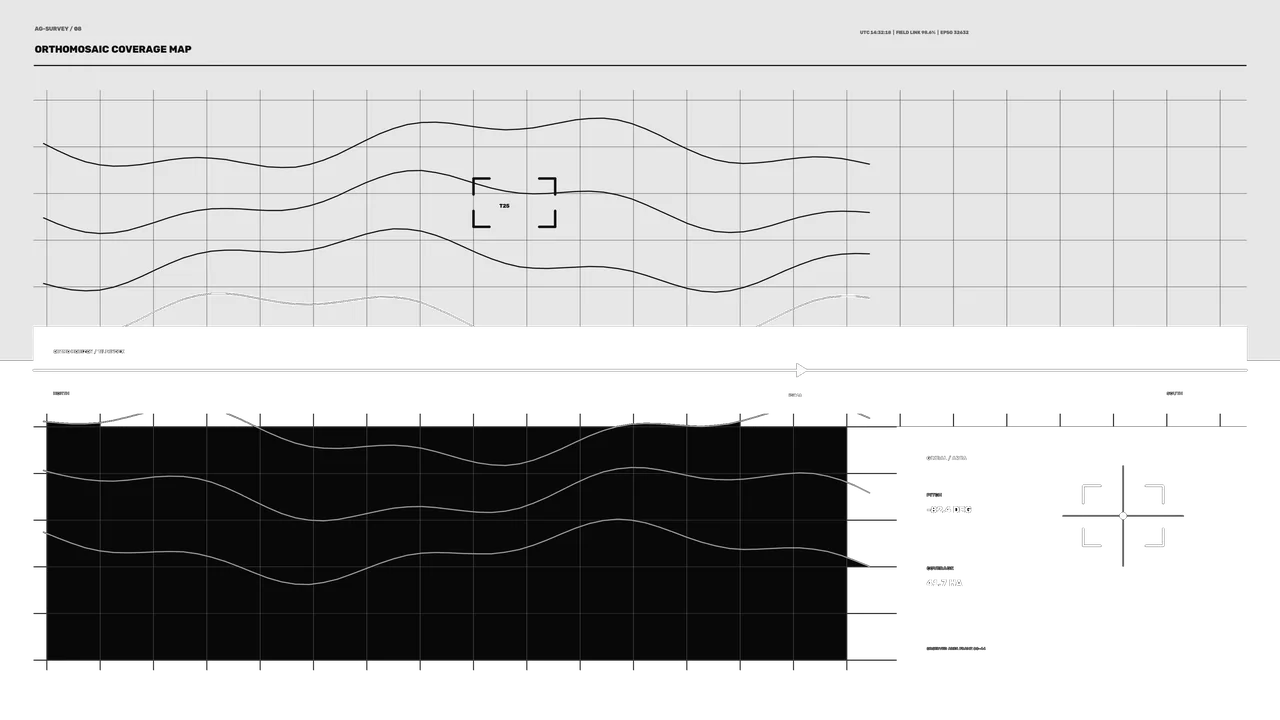 Monochrome Orthomosaic Coverage Map HUD Dashboard 4K Wallpaper