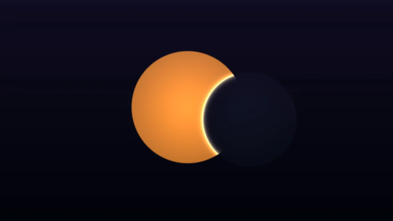 Minimal Amber Eclipse on a Dark Background