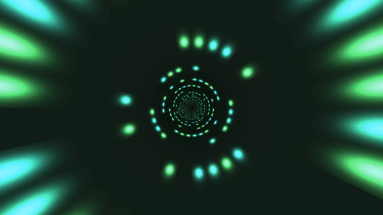 Emerald Cyan Concentric Light Tunnel 4K Wallpaper