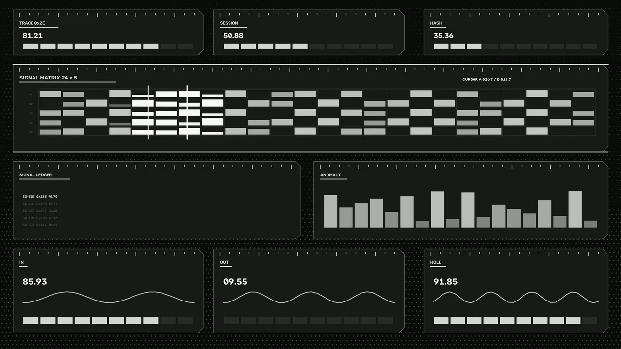 Monochrome Telemetry Dashboard HUD 4K Wallpaper