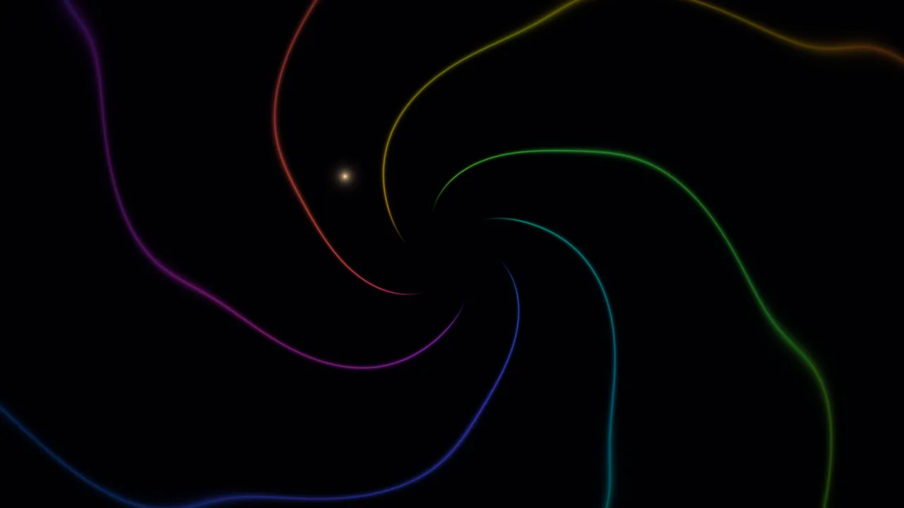 Rainbow Neon Vortex on Black Background 4K Wallpaper