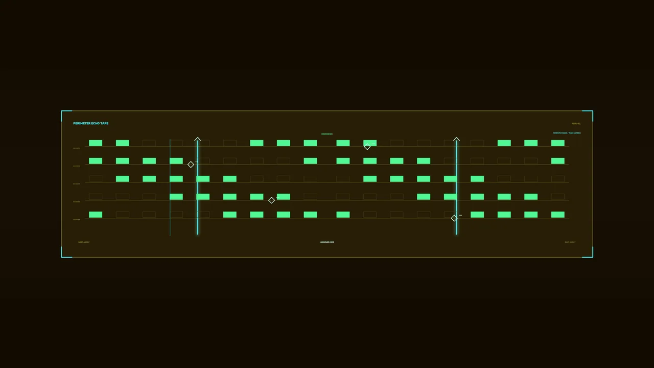 Sci-Fi Perimeter Telemetry HUD with Green Grid Indicators, 4K Wallpaper