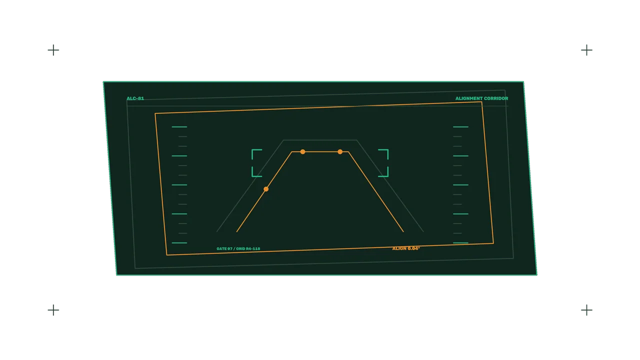 4K Sci-Fi HUD Alignment Corridor Interface Wallpaper