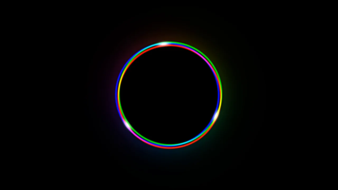 Multicolor Circular Sci-Fi HUD Ring on Black 4K Wallpaper