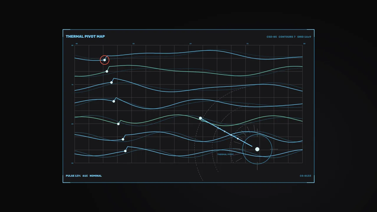 Thermal Pivot Telemetry HUD with Gridded Line Analysis
