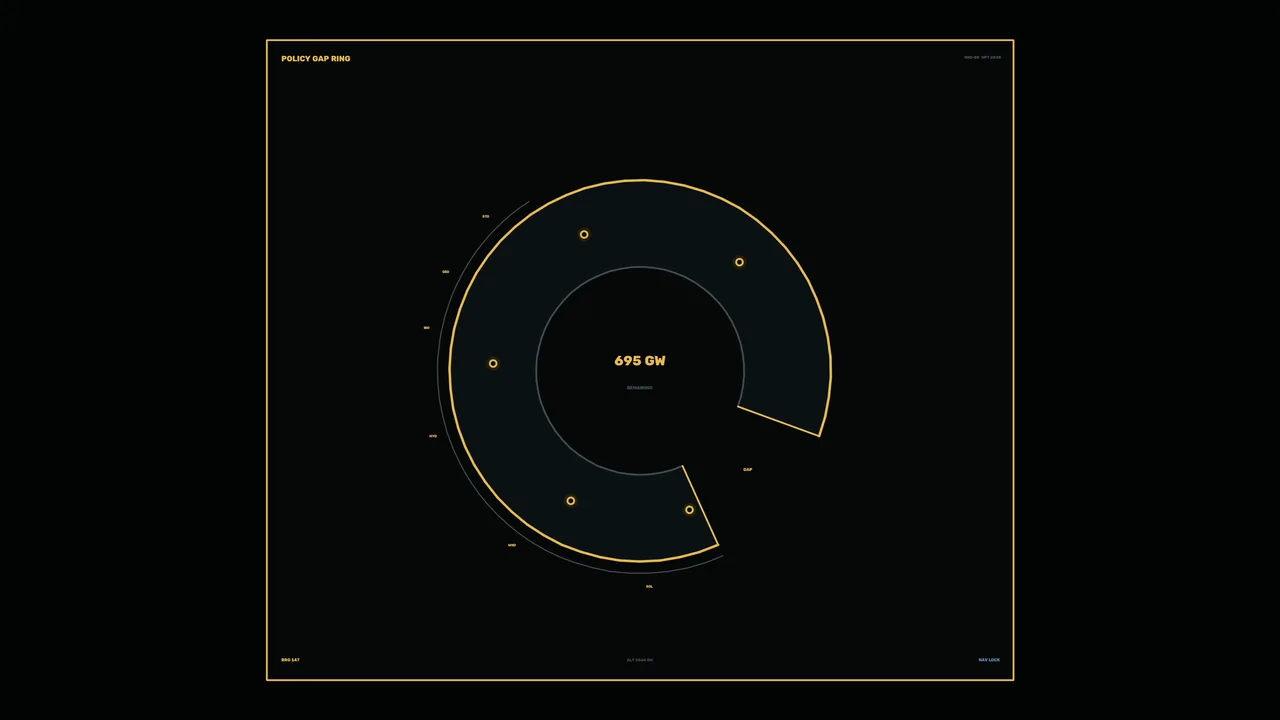 Renewable Capacity Statistics HUD 4K Wallpaper with Circular Policy Gap Ring