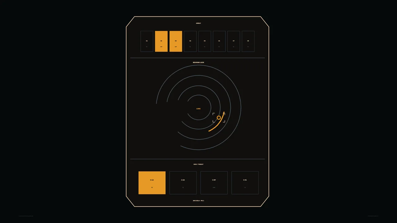 Sci-Fi Array Bearing-Lock HUD Dashboard 4K Wallpaper