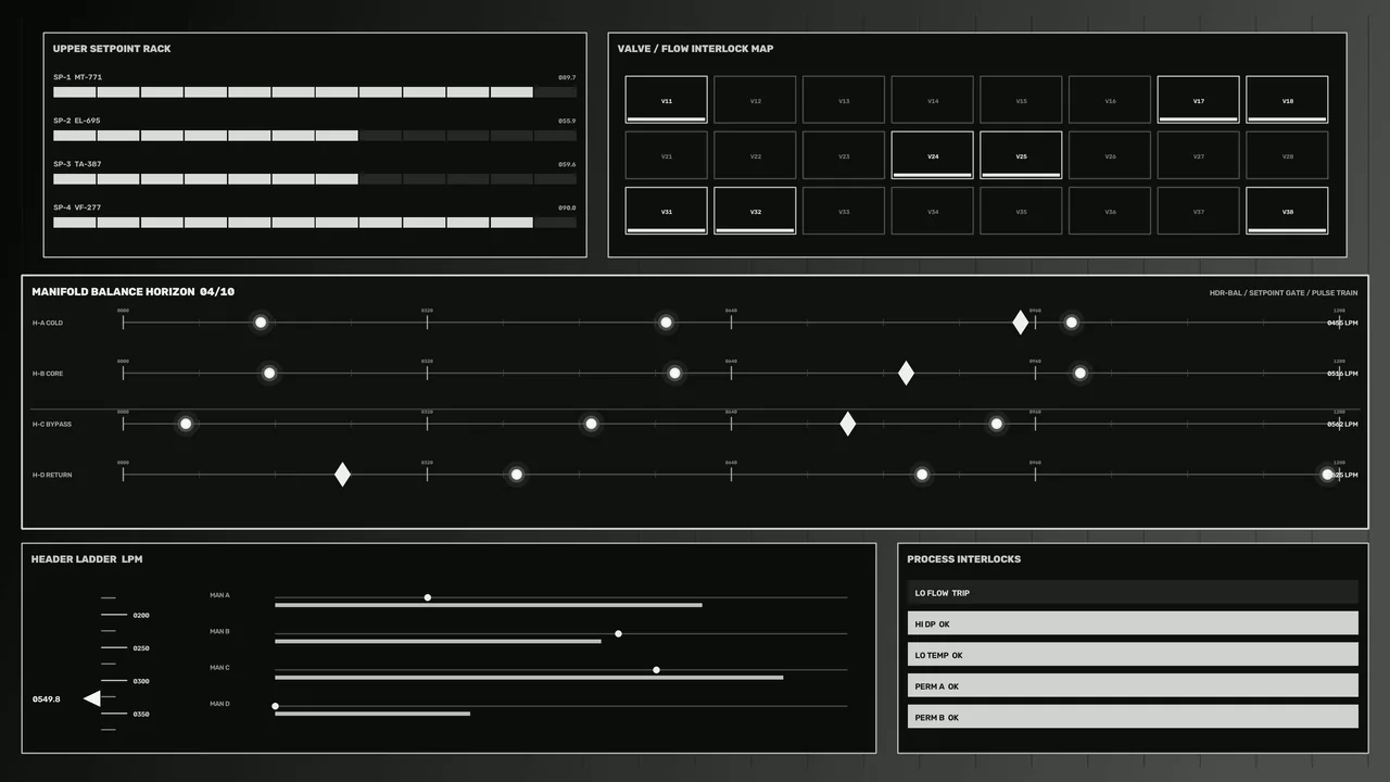 Sci-Fi Flow Monitoring HUD Dashboard 4K Wallpaper