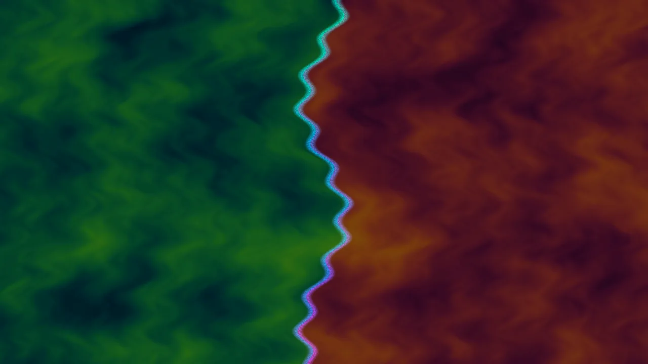 Abstract Green and Crimson Wavy Split 4K Wallpaper