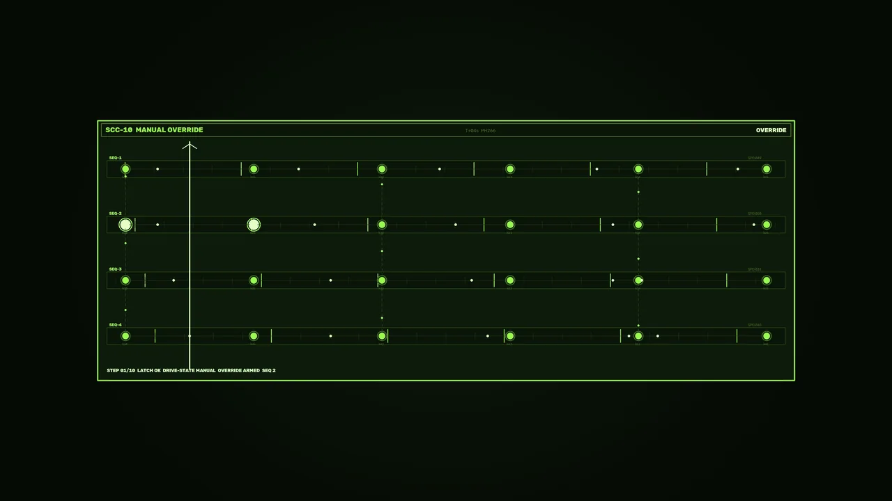 Green Spacecraft Manual Override HUD 4K Wallpaper